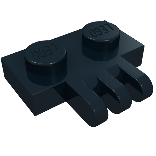 Hinge Plate 1 x 2 with 3 Fingers On Side (Black)