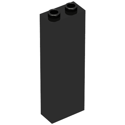 Brick 1 x 2 x 5 with Blocked Open Studs and Bottom Stud Holder with Asymmetric Ridges (Black)