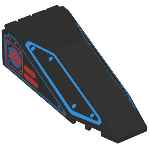 Windscreen 10 x 4 x 2 1/3 Canopy with Blue Outlines and Red Square Print (Black)