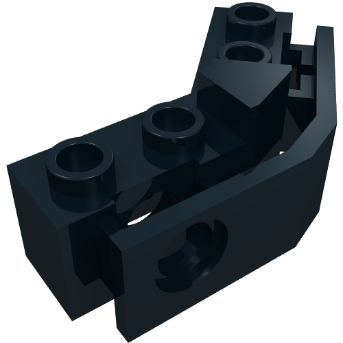 Technic Brick 1 x 2 - 1 x 2 Angled with Bumper Holder [Closed Front] (Black)