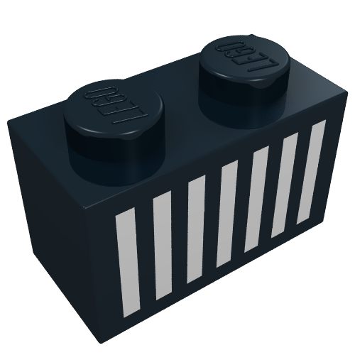Brick 1 x 2 with White Grill Print (Black)