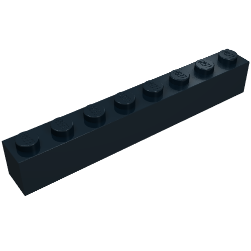 Brick 1 x 8 with Bottom Tubes and 3 Lowered Cross Supports (Black)