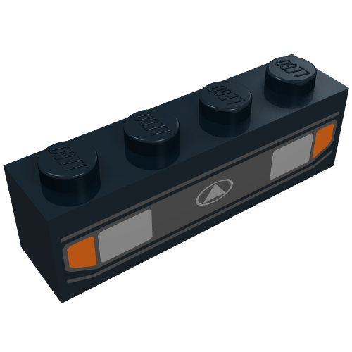 Brick 1 x 4 with Car Headlights and Indicators Print (Black)