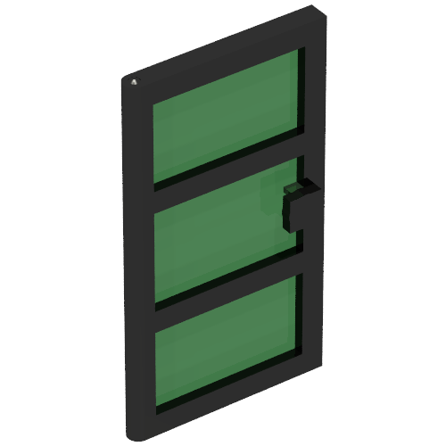 Door 1 x 4 x 6 with 3 Panes with Trans-Green Glass (Black)