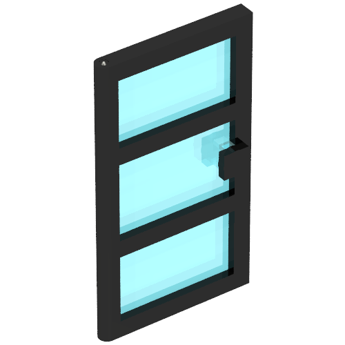 Door 1 x 4 x 6 with 3 Panes with Trans-Light Blue Glass (Black)