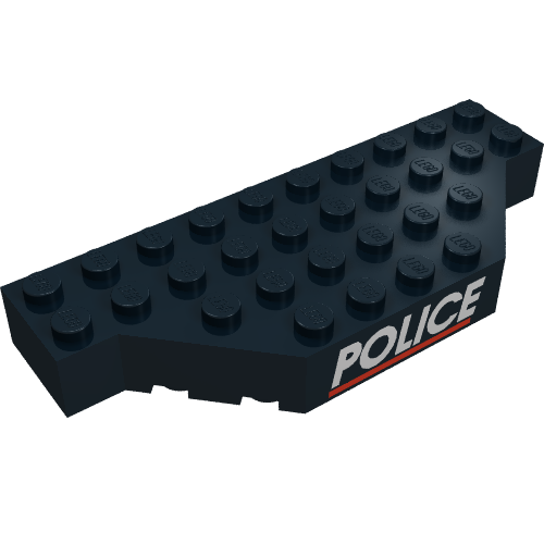 Brick Wedged 4 x 10 with Cut Corners and White "POLICE" Red Line Print (Black)