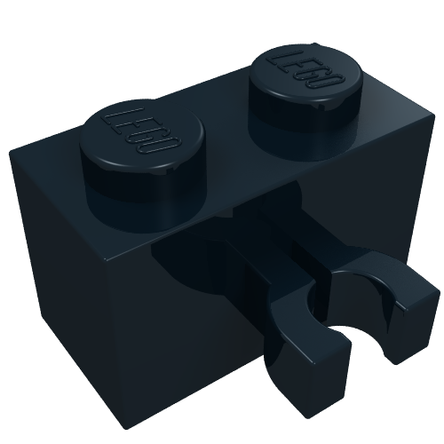 Brick Special 1 x 2 with Vertical Clip [Thick U Clip] (Black)