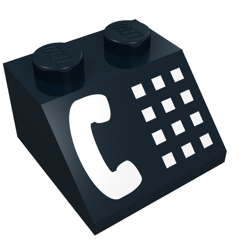 Brick Sloped 45° 2 x 2 with White Phone Print (Black)