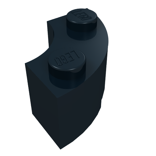 Brick Round Corner 2 x 2 Macaroni with Stud Notch (Black)