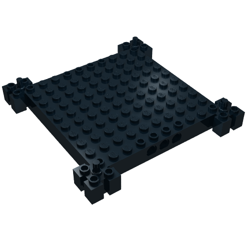 Brick Special 12 x 12 Base with 4 Corner Pegs, 1 x 10 Cutouts, Grooves (Black)