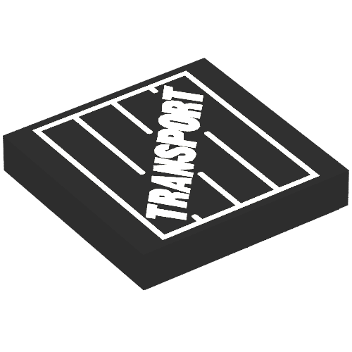Tile 2 x 2 with Transport Text on Crate Print (Black)