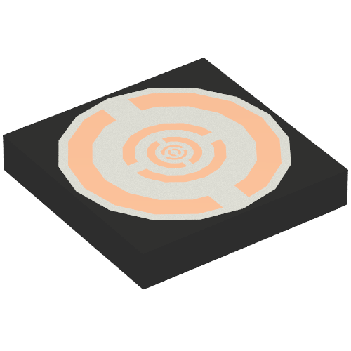 Tile 2 x 2 with Aquazone Silver and Copper Circular Print (Black)