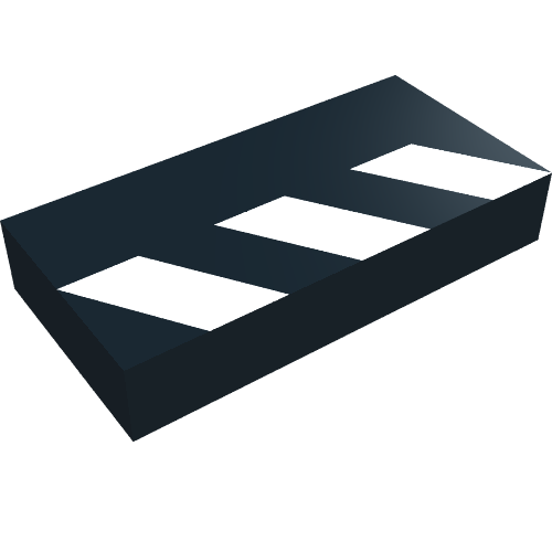 Tile 1 x 2 with Partial White Stripes Print (Black)