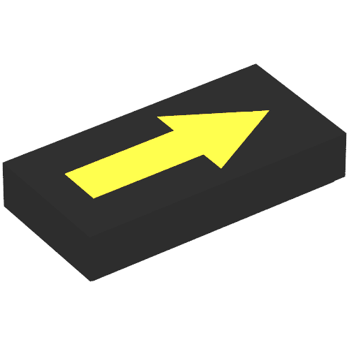 Tile 1 x 2 with Arrow Long Yellow with Black Border Print (Black)