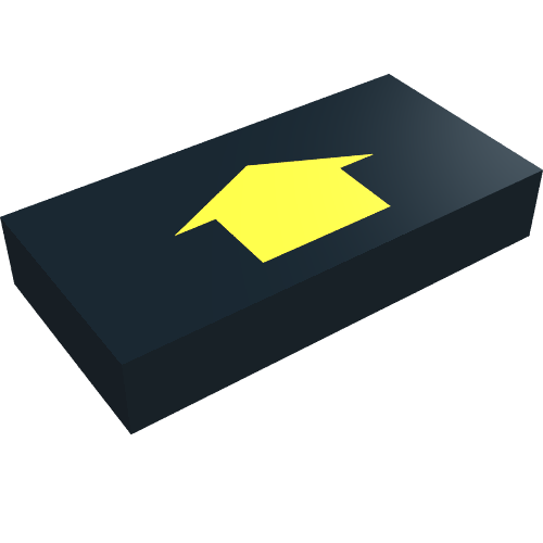 Tile 1 x 2 with Arrow Short Yellow without Black Border Print (Black)