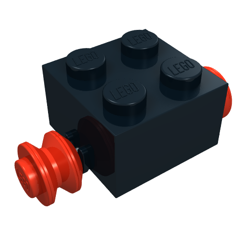 Brick Special 2 x 2 [Red Wheels for Single Tyre] (Black)