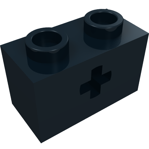 Technic Brick 1 x 2 with Axle Hole Type 1 [+ Opening] and Bottom Ridges (Black)