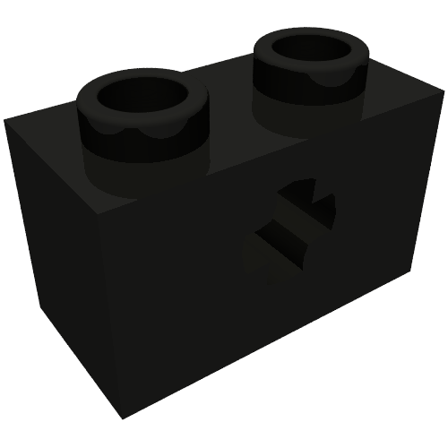 Technic Brick 1 x 2 with Axle Hole Type 2 [X Opening] (Black)