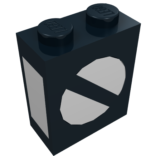 Brick 1 x 2 x 2 with Train Point Print (Black)