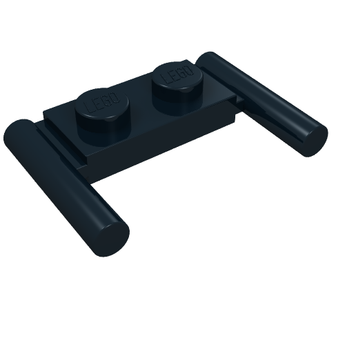 Plate Special 1 x 2 with Handles [Round Ends, Mid Attachment] (Black)