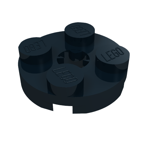 Plate Round 2 x 2 with Axle Hole Type 2 (X Opening) (Black)