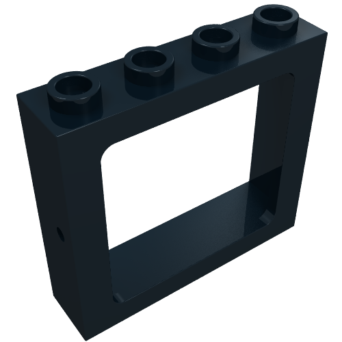 Window 1 x 4 x 3 Train with All Studs Hollow (Black)