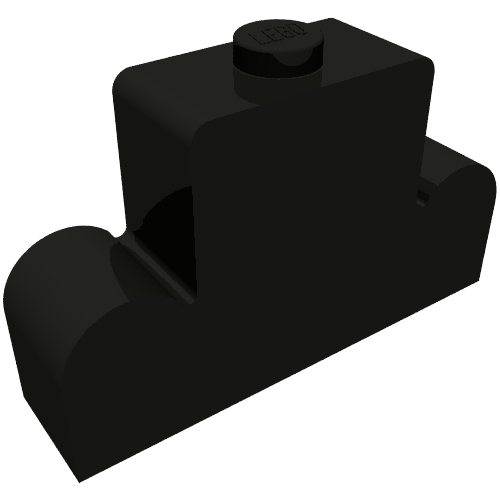 Brick Curved 1 x 4 x 2 Centre Stud Top (Black)