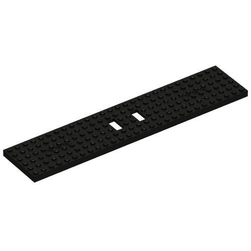 Vehicle Base, Train 6 x 28 with Two 1 x 2 Openings [3 Round Holes Each End] (Black)