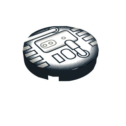 Tile Round 2 x 2 with Grey and Black Machinery Print (Black)