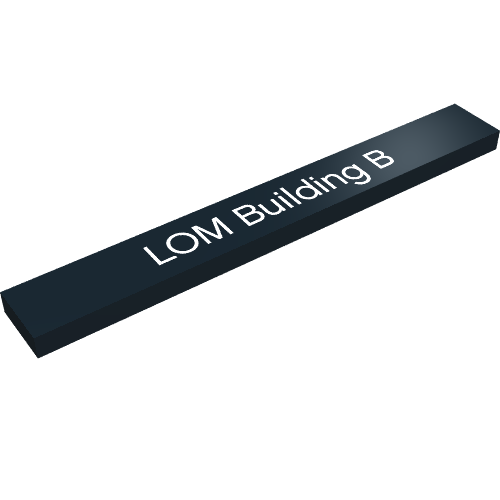 Tile 1 x 8 with 'LOM Building B' Print (Black)