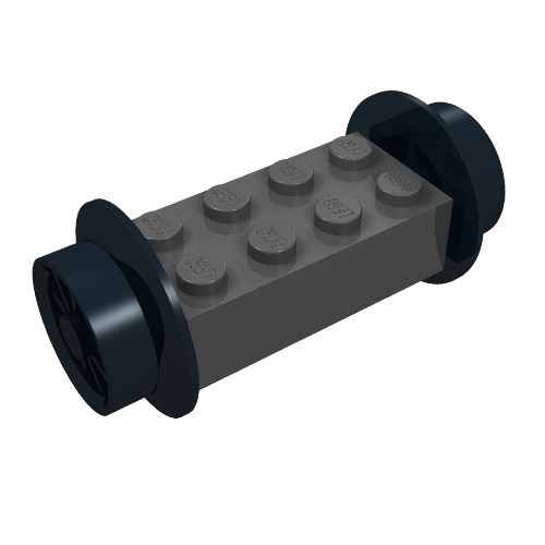Wheels Train Spoked Small (23mm D.) and Black Brick, Modified 2 x 4 [Black] (Black)