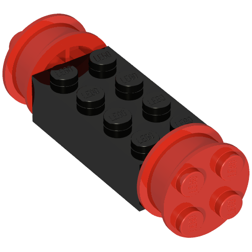 Brick Special 2 x 4 with Wheels, Freestyle Red (Black)