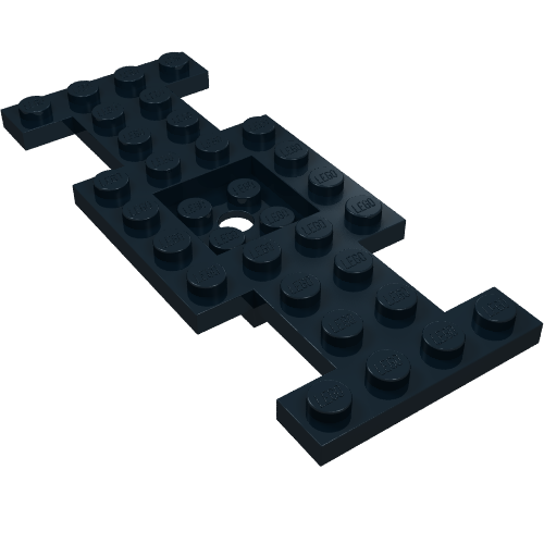 Vehicle Base 4 x 10 x 2/3 with 2 x 2 Recessed Center with Center Hole, 1 x 2 Cutouts (Early Version) (Black)