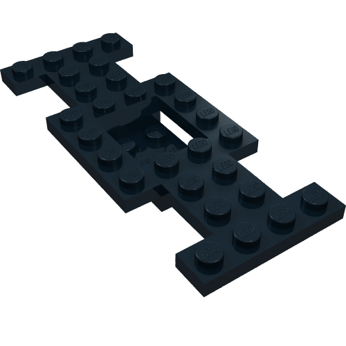 Vehicle Base 4 x 10 x 2/3 with 2 x 2 Recessed Center with Smooth Underside, 1 x 2 Cutouts, No Center Hole (Black)