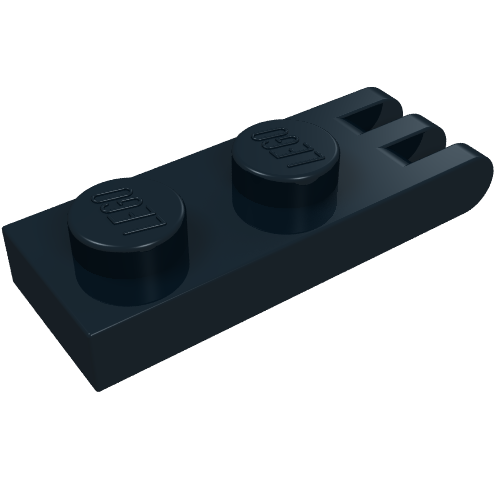 Hinge Plate 1 x 2 with 3 Fingers [Solid Studs] (Black)
