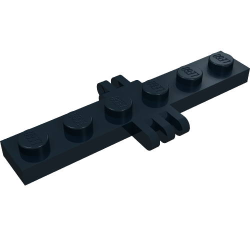 Hinge Plate 1 x 6 with 2 and 3 Fingers On Sides (Black)