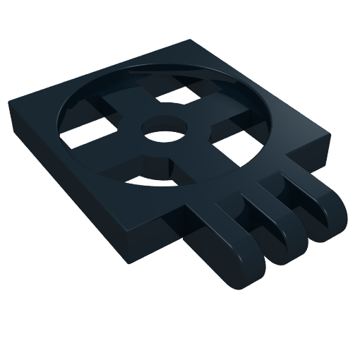Turntable 2 x 2 Plate with Hinge, Base [3 Fingers] (Black)
