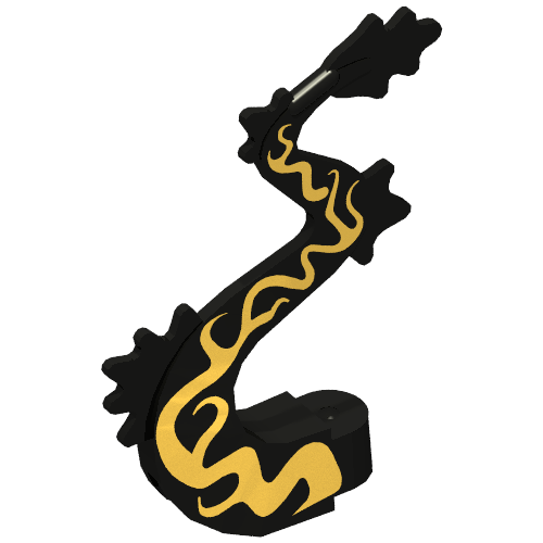 Creature Body Part, Dragon Tail with Metallic Gold Print (Black)
