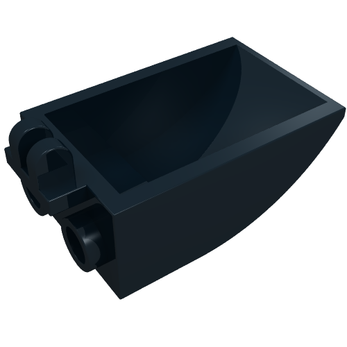 Construction Vehicle Bucket 2 x 3 Curved Bottom, Hollow, with Hinge 2 Fingers (Black)