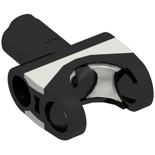 Technic Axle Connector 2 x 3 with Ball Socket and Axle Socket with Light Bluish Gray Rubber Insert (Black)