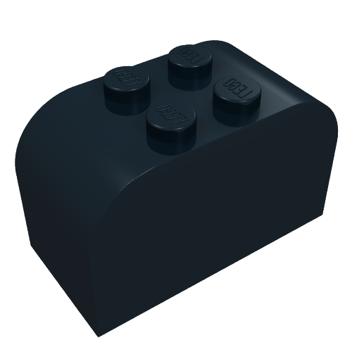 Brick Curved 2 x 4 x 2 Double [Plain] (Black)