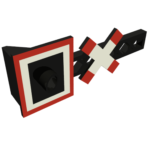 Train 12V Level Crossing Sign with Red/White Print (Black)