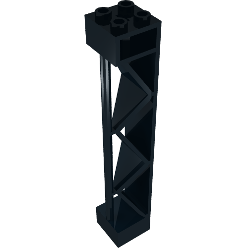 Support 2 x 2 x 10 Girder Triangular Vertical - Type 2 - Open Side Top, 1 Post & 1 Panel (Black)