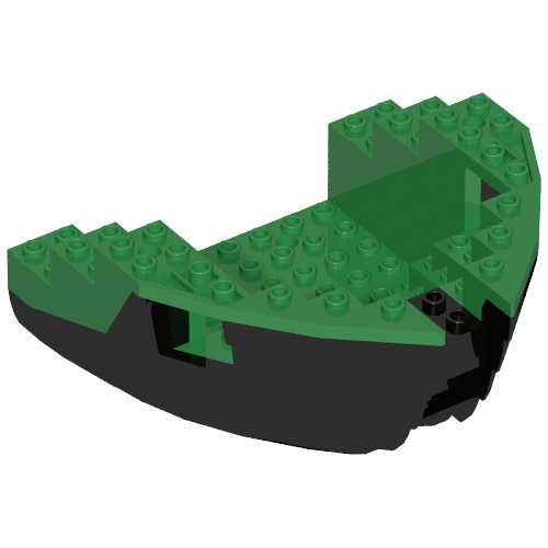 Boat Hull Section, Small Bow 12 x 12 x 5 1/3 with Green Top [Complete Assembly] (Black)