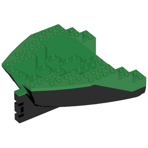 Boat Hull Section, Small Stern 14 x 12 x 5 1/3 with Green Top [Complete Assembly] (Black)