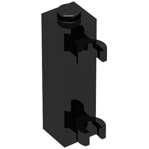 Brick Special 1 x 1 x 3 with 2 Clips Vertical [Solid Stud, Thick U Clips] (Black)
