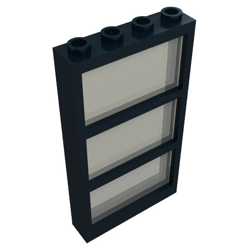 Window 1 x 4 x 6 Frame with 3 Panes, Fixed Glass with Trans-Brown Glass (Black)