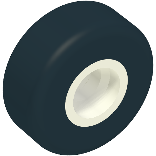 Tyre Smooth Small with White Hollow Fixed Center (Space Shuttle Wheel) (Black)