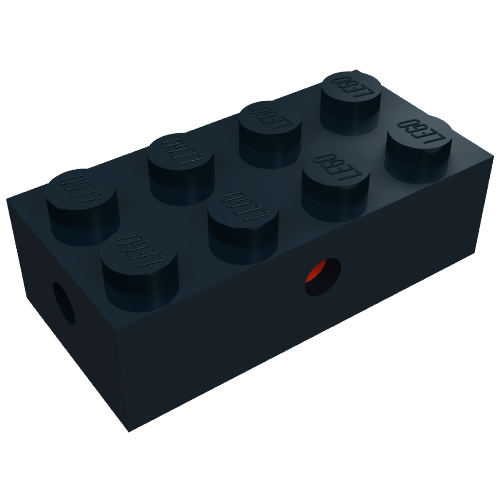 Brick Special 2 x 4 with Wheel Holder Old, Clear Bottom, Red Inside (Black)