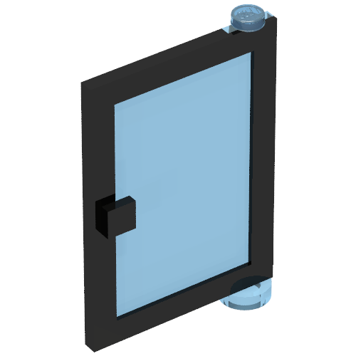 Door 1 x 4 x 5 Right with Trans-Light Blue Glass (Black)